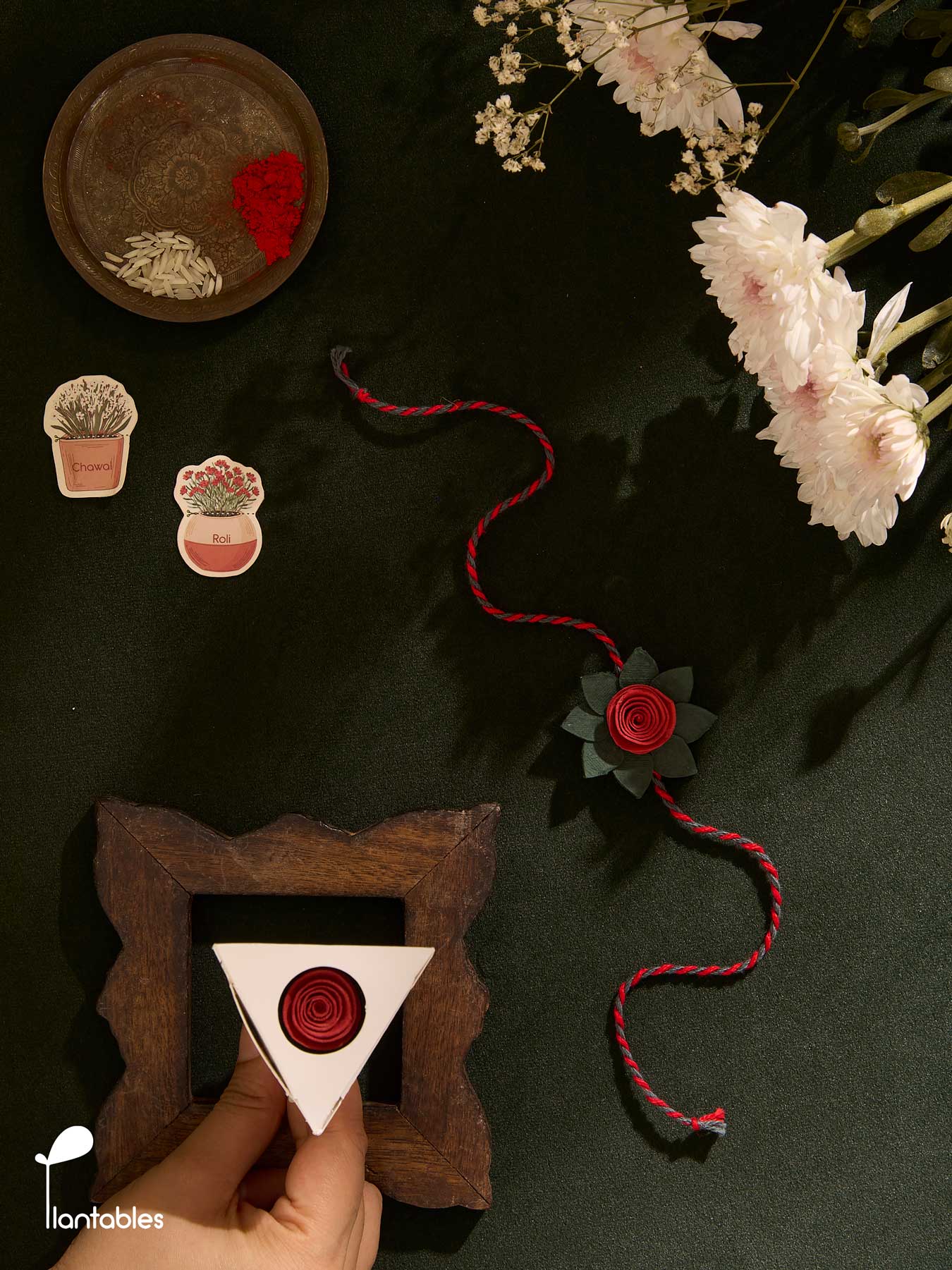 Rose Bouquet Rakhi in a cone gift box, plantable seed paper rose design