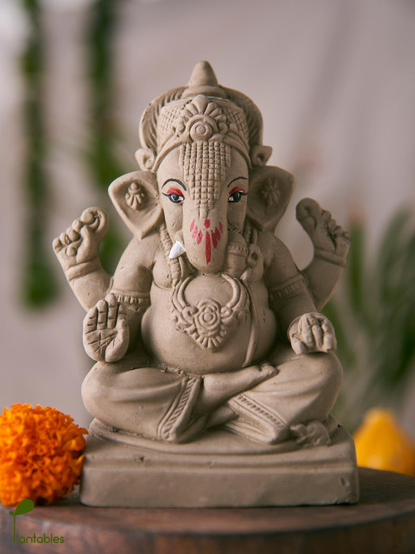 Taruna: The Green Thumb of Youth | Plantable Clay Ganesha | 5 inches