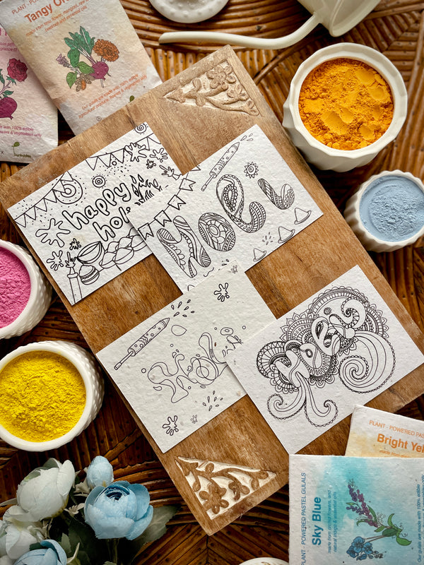 Rangrez Holi Art Kit | Organic Gulals & Plantable Postcards